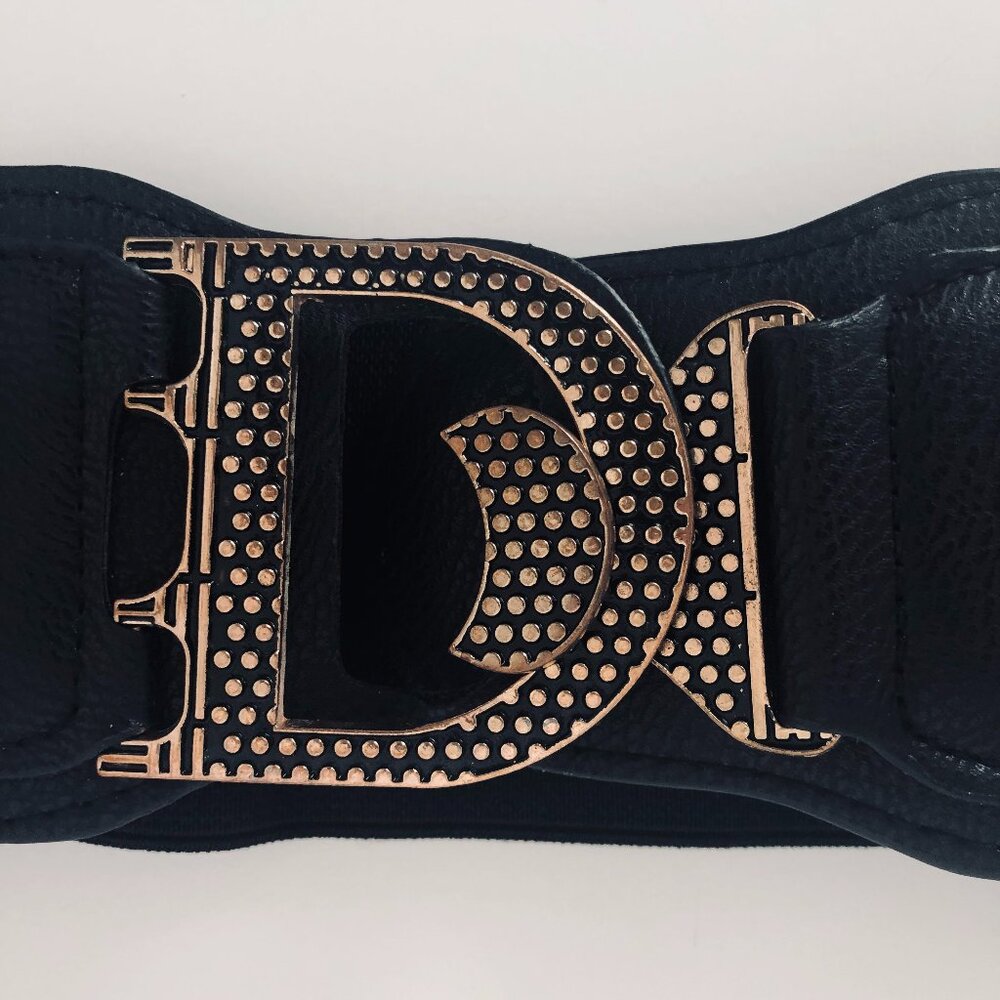 Artizan RobinBarré, Black faux leather stretch belt – one size.